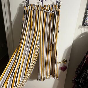 💝 Large Haute Monde Striped Wide-Leg Pants with Slits and Tie
